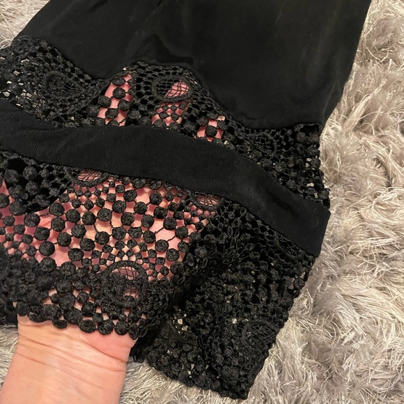 Travelers by Chicos, black elastic waist pants with open work on the bottom - Picture 3 of 6